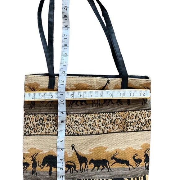 VTG Colony Collection Womens Safari African Jute Canvas Shoulder/Tote Bag Medium - Picture 3 of 5